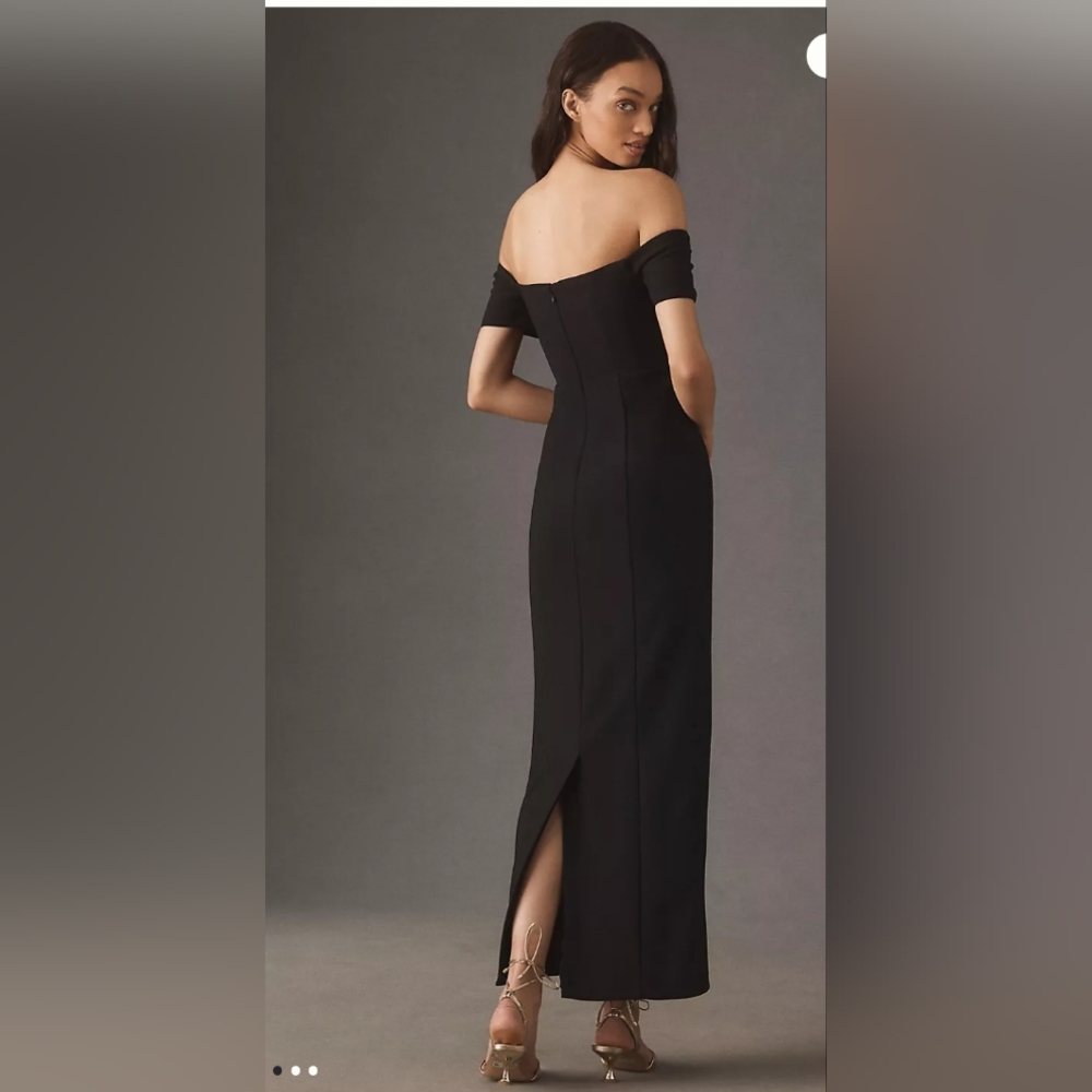 BHLDN Off‑Shoulder Black Formal Dress • Women’s L • Elegant Evening Gown - Picture 3 of 14